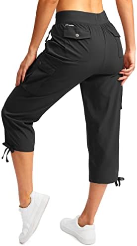 Panенски карго панталони за жени со 6 џебови со 6 џебови Брзо суво патување за пешачење летни панталони за жени кои се случајни