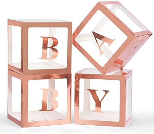 Кутии За Бебиња воирколорија Со Букви За Туш За Бебиња, 4 Проѕирни Балонски Кутии Со Букви За Пол Откриваат Украси За Роденденска Свадба За