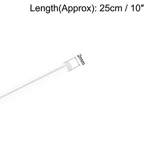 Акрилна тркалезна шипка Uxcell, 2мм 5/64 инчи дијамантска должина, транспарентна чиста пластична тркалезна шипка, цврста PMMA