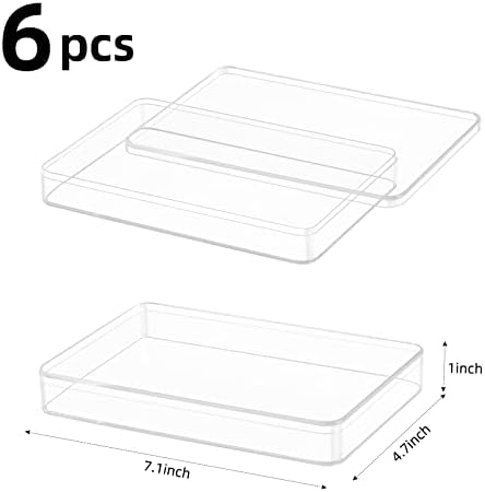 Worasign Јасна Акрилна Пластична Кутија 6 Пакувајте Пластични контејнери со Кутии за Складирање Капаци 7x4,7x1 Инчи За Пилули За Бонбони, Ситни