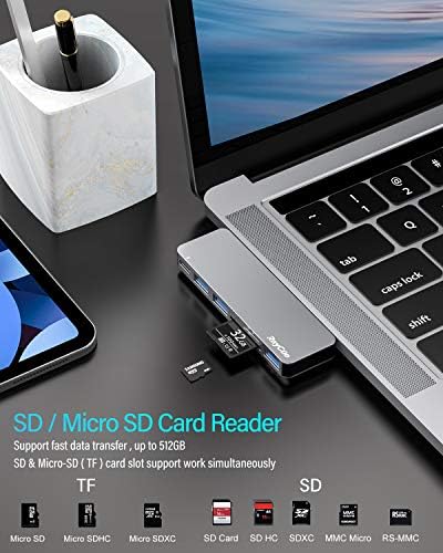 MACBOOK Pro/AIR USB Додатоци со 3 USB 3.0 Порти, Tf/SD Читач На Картички, Thunderbolt 3 Pd Порта, USB C Адаптер За MacBook