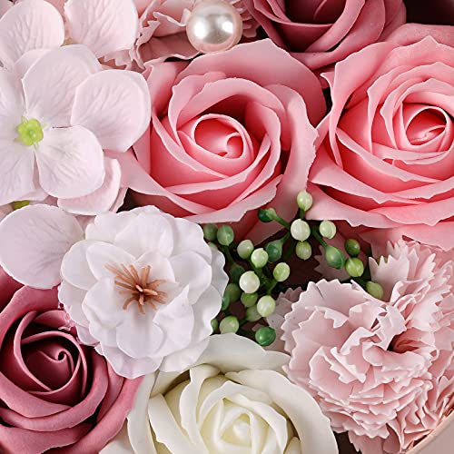 Цветен Миризлив Сапун За Капење Ливчиња Од Роза 18 ПАРЧИЊА Растително Есенцијално Масло Цветен Сапун Поставен Во Кутија За Подароци За Мајка,