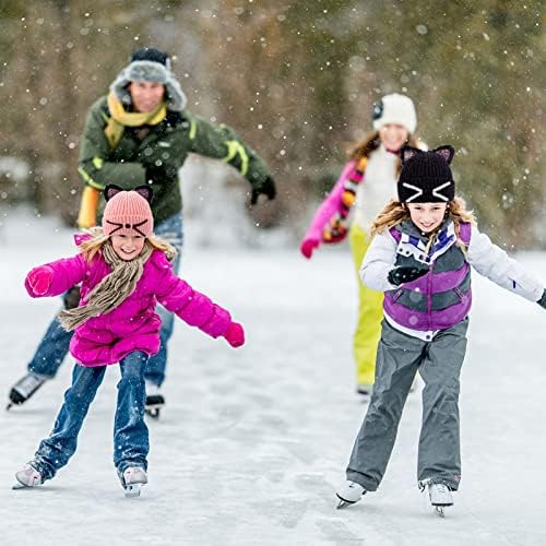 АКТЛАТИ Детска Зимска Плетена Капа Од Грав Шарена Помпон Уши Скијачка Капа За Момче Девојче