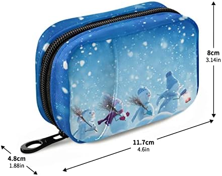 Сини снежни луѓе зимска Божиќна пилула кутија за торбички со пилули кутија со патент преносен витамин рибино масло лекови случај за спортски