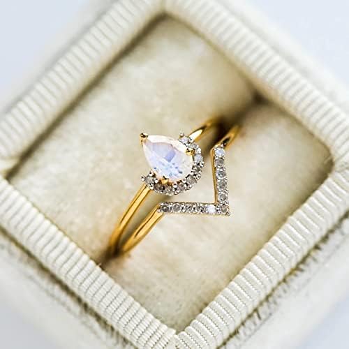 NSQFKALL мода Исклучителен капка во форма на дијамант циркон прстен за жени прстен за ангажман starвезда ringвезден прстен