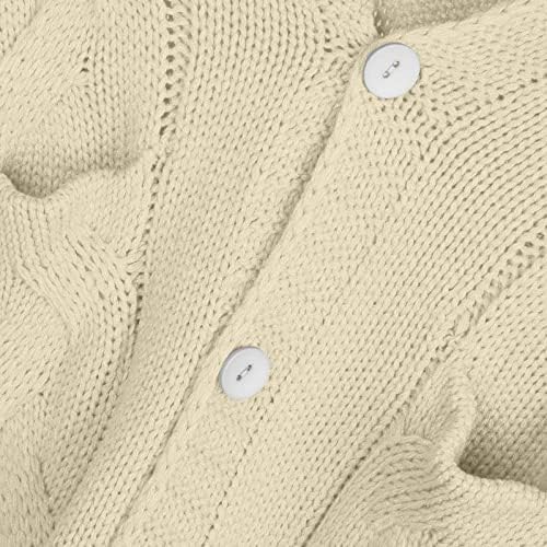 Плус големина кардиган за женски лак копче надолу кабел плетен џемпер кардиганс отворен предниот дел од долги ракави цврсти кимоно палто