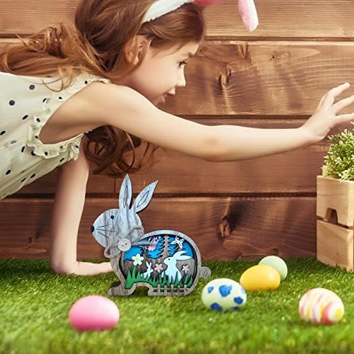 Здравствен украс Велигденска таблета соба за среќен велигденски декор пролет Велигденски девојки подарок десктоп со светло занаетчиски