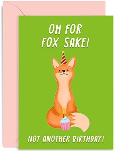Стариот англиски копродукции за FOX SAKE Смешна роденденска картичка за него или неа - Дизајн на симпатична лисица картичка - шега за роденденска