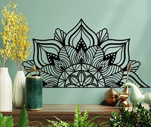 Резма голема метална мандала wallидна декор, уникатна уметност на цветни wallидови на лотос, погодна за канцеларија и домашна и отворена декорација