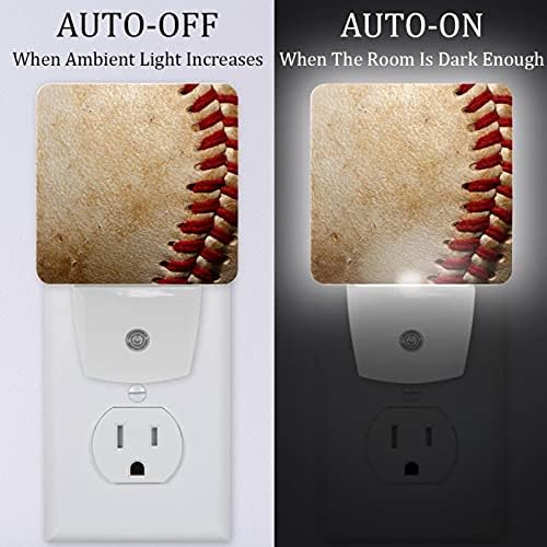 2 приклучок за приклучок LED ноќна светлосна светлосна ламба Гроздобер Бејзбол Спорт Кожа, автоматски самрак до Зора Сензор Декоративни
