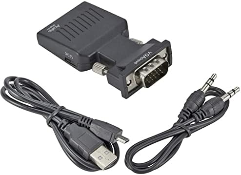 Вграден VGA влез во HDMI излезен адаптер со аудио машки VGA до женски HDMI конвертор лаптоп на ТВ