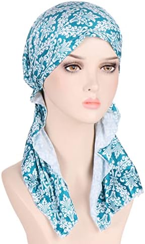 Женски буги бени капа боемска цветна глава за глава, мода турбан плетиран хемо -череп капачиња глава за жени за жени