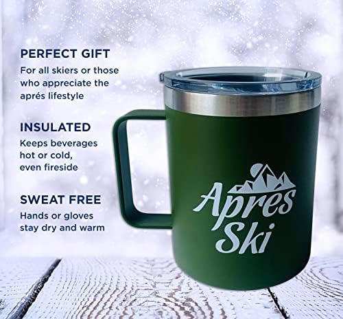 Апрес скијање по патување со скијачи - доказ за протекување изолирана кригла со кафе и капак - чаша за патување со кафе од не'рѓосувачки