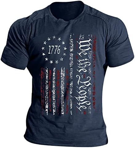 Руируилико Патриотски маици за мажи за мажи Америка знаме 2023 летни кратки ракави кошули удобни лабави вклопувани графички 3Д отпечатоци