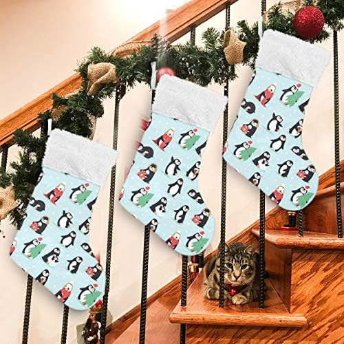 Алаза Божиќни чорапи симпатични Божиќни пингвини класични персонализирани големи декорации за порибување за семејни празнични
