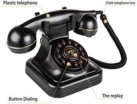 Телефон со гроздобер со гроздобер со кабел, ретро -фиксен телефонски телефон, старомоден класичен кабел телефон, декоративен антички