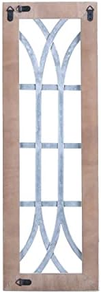 Софи Дизајн 30 '' Висок правоаголник Дрвена лажна рамка за прозорец со декорација на wallидови од железо, потресена бела завршница за
