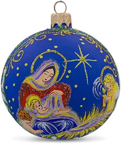Ангели кои пеат на бебето Исус стаклена топка Божиќен украс 4 инчи