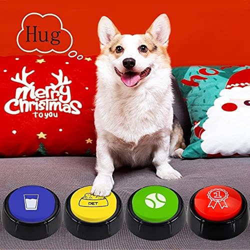 Копчиња за кучиња-пригодни лесни копчиња за снимање на копчињата за кучиња-30 секунди копче за снимање, сет од 4 копчиња за обука