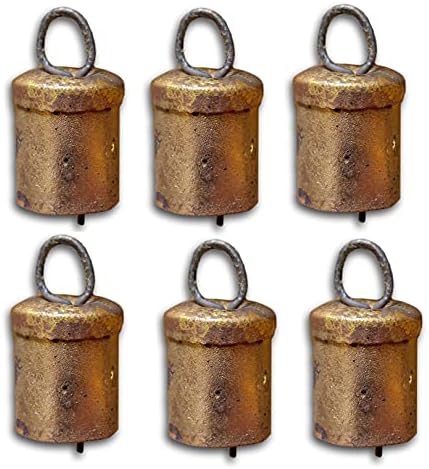Растоги Ракотворби Бел 1 инчен Висок Пакет Од Шест ѕвона, Железни Ѕвона Со Метален Напаѓач Свадба Патио Црква Бел