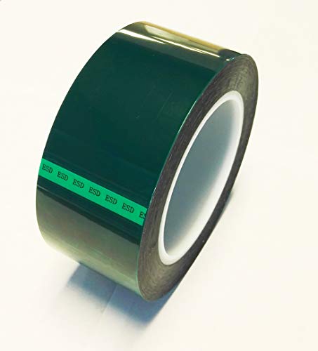 БЕРТЕХ ЕСД лента, ширина од 1/4 инчи X 72 јарди, зелен, полиестерски филм со силиконо лепило, 3 инчи јадро, ROHS и Reach Compliant