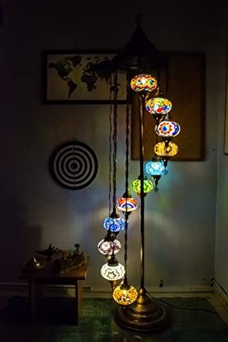 Mozaist Customizable 11 Глобус Турски подни ламби, 7 стапки Марокански мозаик Бохо светло, највисока земја од Тифани, рустикален