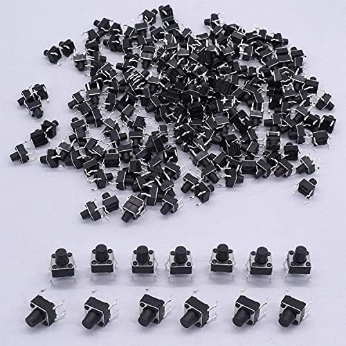 TWRQA 100pcs 6 x 6mm x 7mm PCB моментално тактилно тактилно тактилно копче за тактики 4 пински натопи