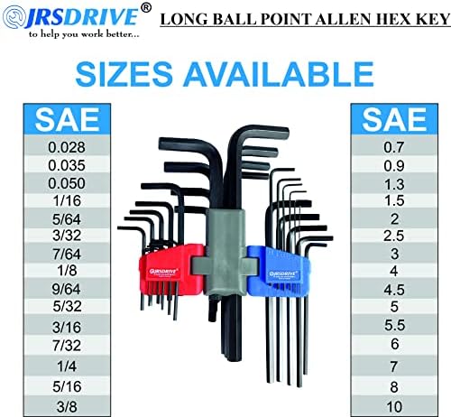 JRSDRIVE ален хексадецимален клуч сет, Преклопен, 30 Парче, SAE, Метрички И Торкс Големини, CRV, Црна Завршница, EAK-30