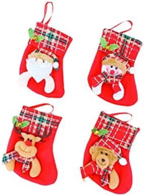 Абаодам 4 парчиња чорапи во облик на торби за подароци чорапи слатки што висат торбички за фестивал на Божиќна забава