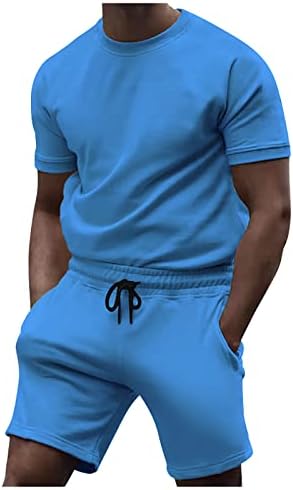 Машки кошули и шорцеви на YMoSRH Поставете спортска облека со 2 парчиња летни облеки во кошули со кошули со пот, за мажи за мажи