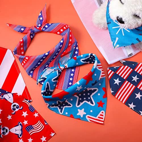 9 Спакувајте Американски Знаме Куче Бандани Реверзибилни Триаголни Лигавчиња Шамија Бандана Што Се Пере Со Ѕвезди Ленти За Домашни
