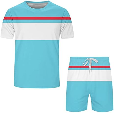 Машка облека Обични тренерки за графички печати мода лето кратки ракави со тркалезна кошула и шорцеви Поставете атлетски сет