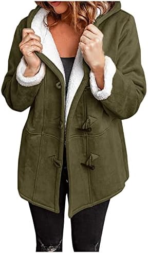 Foviguo Долг ракав худи женски туника зимска домашна класична удобност цврста боја палто лапел руфле топли фланели палта