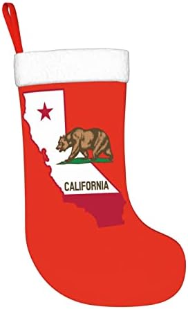 Мапа на Cutedwarf на Калифорнија мечки Божиќни порибници Божиќни празници Орнаменти камин виси чорап 18 инчи чорапи