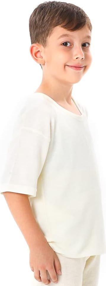 Чиста волна природен мерино основен слој за деца момчиња од 1 до 11 горната маица и долниот термички долг Johонс сет