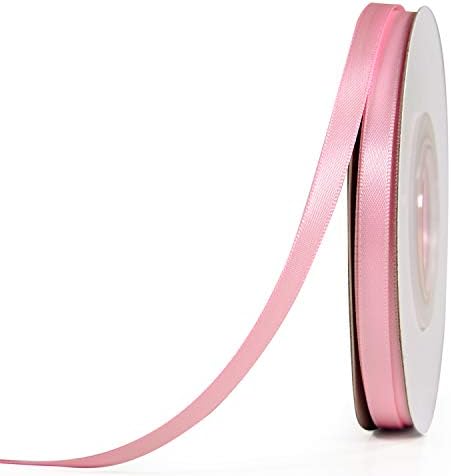 Јама Двојно лице сатенска лента ролна - 1/4 инчи 25 јарди за украси за завиткување на панделки за украси DIY занаетчиски уметности, розова
