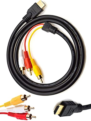 HDMI до RCA кабел, HDMI машки до 3RCA AV композитни машки M/M приклучок за адаптер за адаптер за адаптер, еднонасочен менувач од