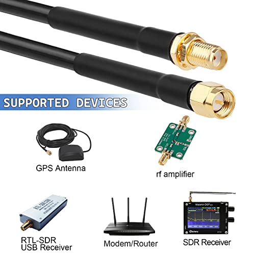 XRDS -RF SMA CABLE, SMA машки до SMA Femaleенски кабел 6 ft RG58 SMA продолжен кабел за SDR опрема антена шунка радио, 3G 4G LTE антена, ADS -B,