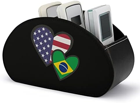 Преплетувачки срца Американски држач за далечински управувач на знамето на Бразил/Кади/кутија/послужавник со 5 оддели ПУ Организатор