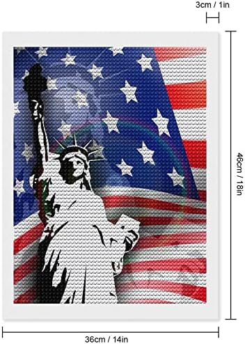 Американско знаме, статуа на либера дијамантска уметност сликарска слика со целосна вежба за украсување на wallидови за домашна