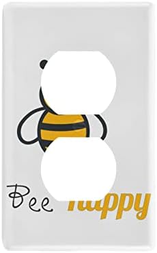 Yyzzh пчела среќен цртан филм лик медоносен меден на бела неискористена плоча за капакот на излезот 2.9 x 4,6 светло -излезна wallидна
