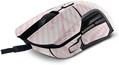 MOINYSKINS јаглеродни влакна кожа компатибилна со Steelseries Rival 5 Gaming Mouse - Silky Pink | Заштитна, издржлива завршница на јаглеродни