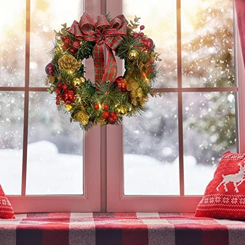 Божиќни Украси Божиќни Зделки Гранки Црвени Бобинки Борови Црвени Пеперутки Лигатура Декоративна Закачалка За Врата За Влезната Врата