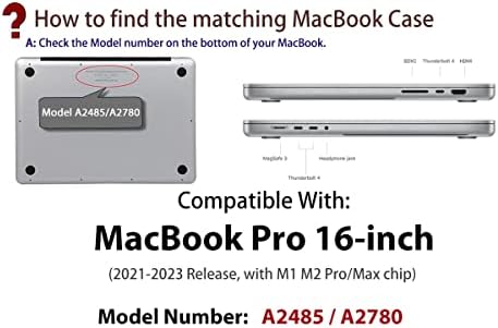 UESWILL компатибилен со 2021-2023 MacBook Pro 16 Inch Cover Cover Model A2485/A2780, мат тврда школка кутија за MacBook Pro 16 инчи
