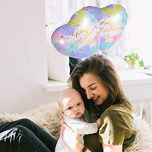 Pretyzoom 11pcs Среќни мајки Ден на балони Loveубов срце фолија милар балони 18inch букви печати балони за мајки за ден забава за забава мама