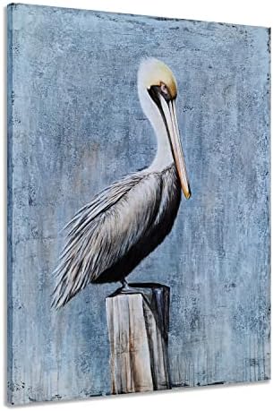 Yihui Arts Bird Bird Canvas Wallидна уметност - Херон сликарство со златна фолија за украси за дневна соба во куќата