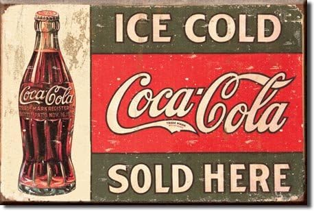 Калај знак - Кока - C. 1916 мраз ладно, 16x13