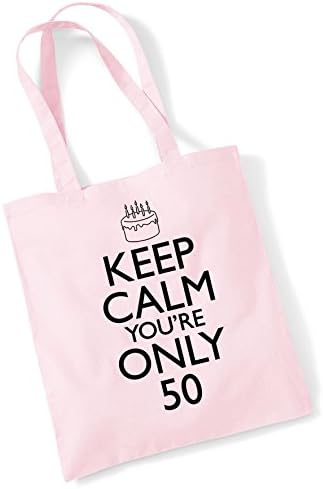Бенг Уредни Торби За Облека За Жени Одржувајте Смиреност 50 Ти Роденден Печатена Памучна Торба За Купувачи ПОДАРОЦИ CBLUE