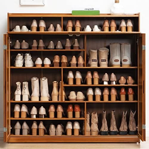 Кабинет за складирање на чевли Харолддол 7 Ниво со бамбус со врати и висок оддел за чизми, бесплатни обработливи чевли за решетки за влезна