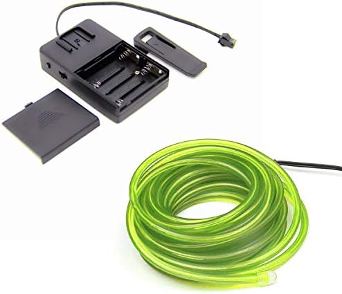 5m/16.4ft Голем 1,4 мм тенок - вар зелена неонска предводена светлина сјај ел жица - напојувана од 6V - звук активна - занаетчиска